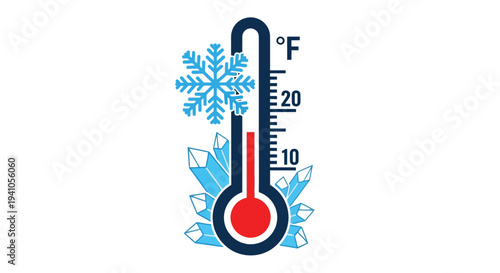 A graphic illustration of a thermometer displaying a freezing temperature