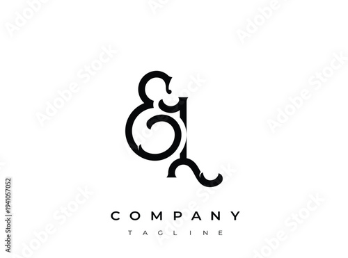 Elegant company logo template with letter and tagline
