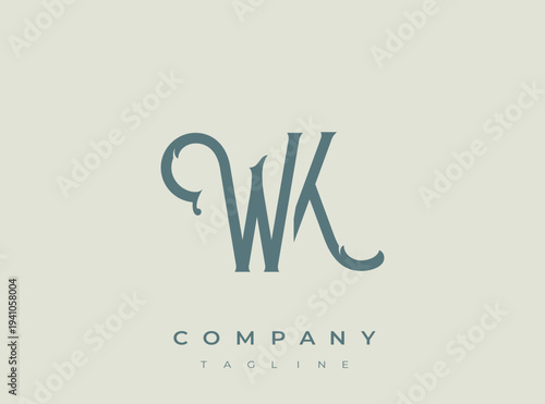 Elegant company logo template with stylized initials and tagline