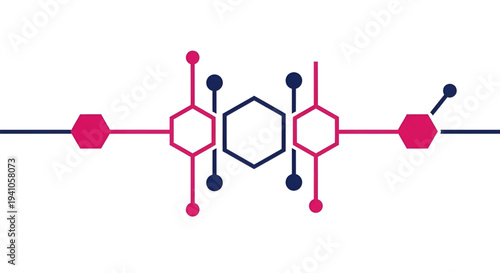 Abstract molecular structure illustration with interconnected hexagons