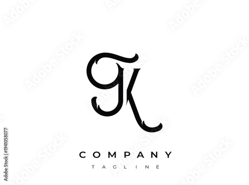 Elegant company logo template with stylized letter g and k