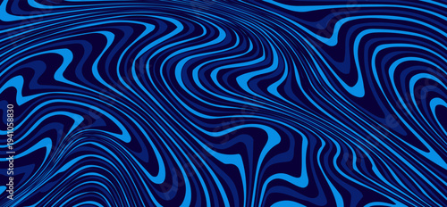 3D Sea Ocean Nautical Depth Topographic Topo Map Banner Background. Curvy Wavy Lines Vector Illustration. Hills, Rivers and Mountains. Geography Concept.