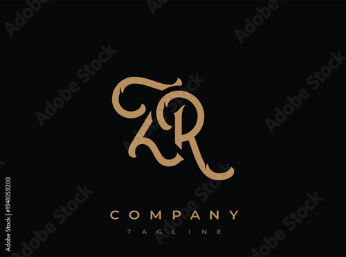 Elegant gold cr monogram logo on transparent background template