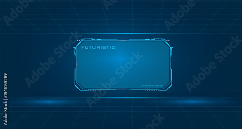 Futuristic tech boxes and HUD-style blue callout frames