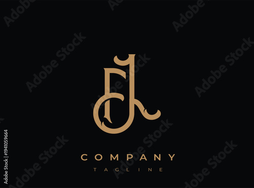 Elegant gold logo design with letter dj on transparent background