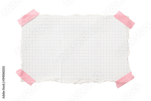 Torn grid paper with pink tape