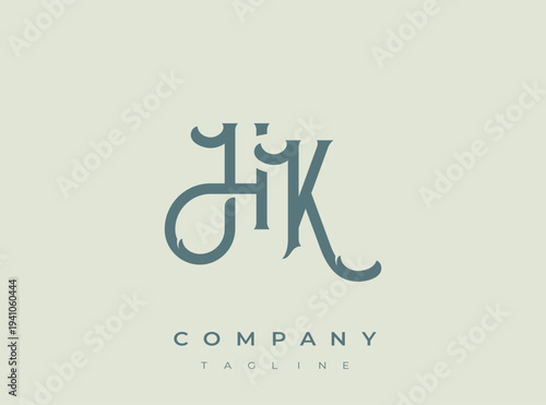 Elegant hk monogram logo template design for company branding purposes