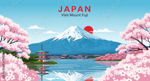 Mount Fuji Cherry Blossoms Japan Travel Scenic Landscape