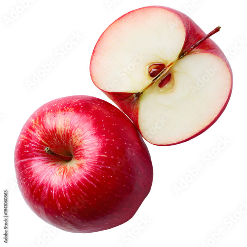 Vibrant Red Apple Slices Whole Fruit Fresh Food Photo