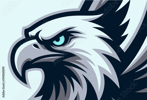 Fierce Eagle Character Mascot Logo in Clean Vector Style