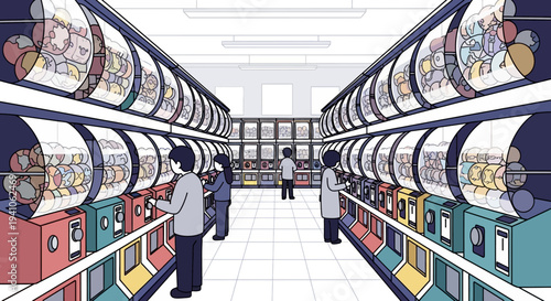 Digital Content Factory with People Processing Information and Media on Cylindrical Displays