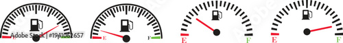 Speed meter icon set vector collection group showing dashboard gauge dial indicator for velocity measurement in automobile transport interface design isolated graphic symbol for speedometer instrument