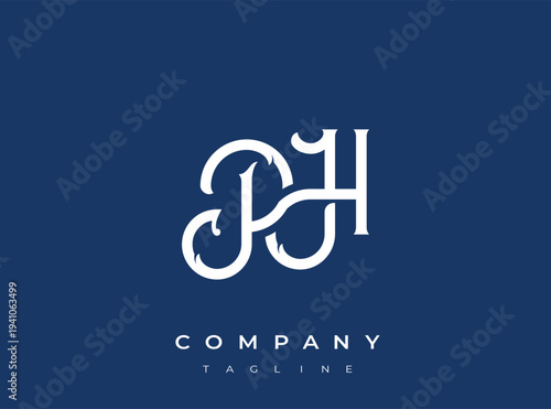 Elegant monogram logo template with letter p and h beautifully designed