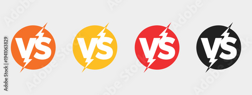 Vector Art Of Collection Of Versus Logo With Lightning Bolt, dynamic competition symbol