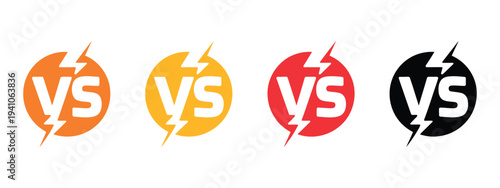 Vector Art Of Collection Of Versus Logo With Lightning Bolt, dynamic competition symbol