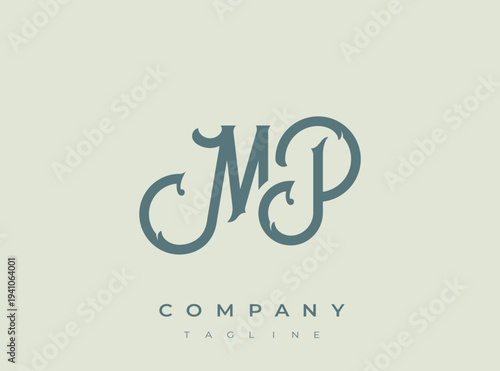 Elegant MP company logo template with modern design and placeholder text
