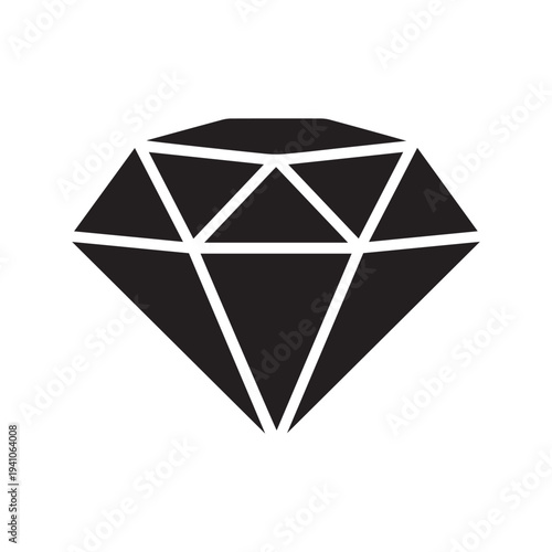 A black silhouette of a diamond with multiple facets, centered on a white background.
