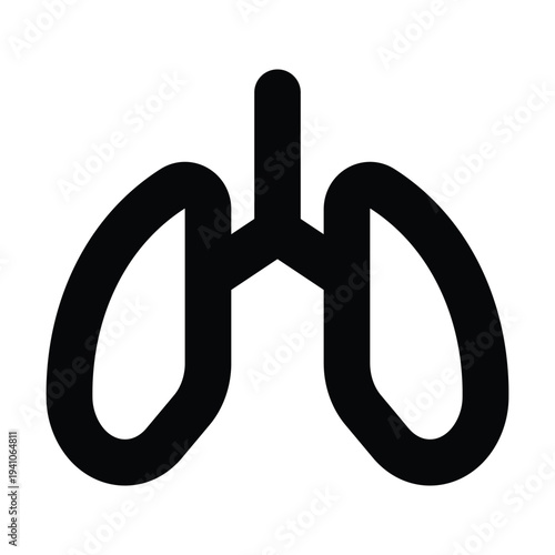 Lungs Icon, Human Respiratory System Illustration, Pulmonary Health and Medical Symbol, 24x24 Pixel Perfect, Editable Stroke Vector Design.