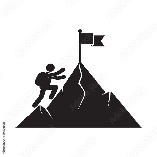 WebSuccess concept, mountain climbing, reaching summit, adventure, achievement, goal, victory, expedition, leadership, effort, journey