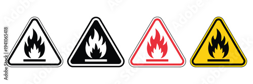 Warning Fire Icon Set, danger fire icon sign symbols collection, vector illustration for safety