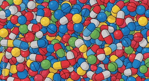 Colorful Pills and Capsules Background, Medical Health Care Concept
