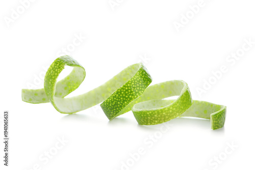 Foto Fresh peel of lime on white background