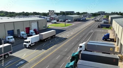 Logistics Hub Trucks Warehouses Distribution Center Industrial Park 4K HD Ultra video