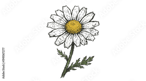 Daisy flower illustration on white background