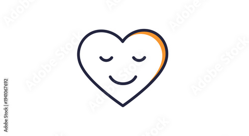 Cute smiling heart character with closed eyes representing love, happiness, and kindness in a simple minimalist vector icon style.