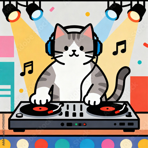 Cat DJ Vector Art