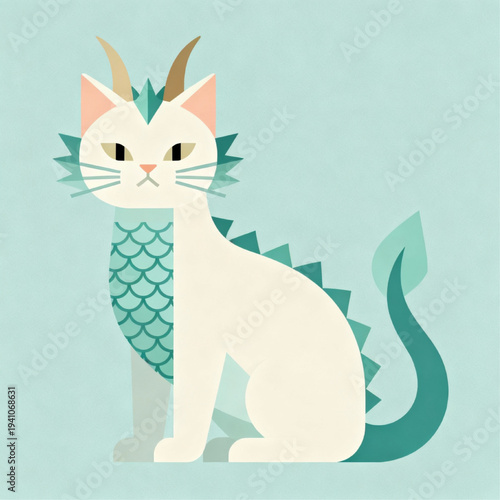 Cat Dragon Fusion Vector Art