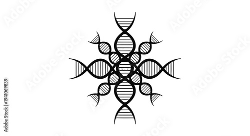 Intricate snowflake-like DNA helix pattern symbolizing life and science