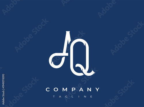 Initials letter aq company logo design on blue background