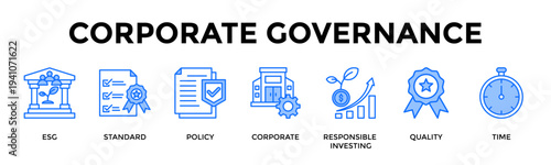Corporate Governance Icon Set Collection Pack Banner Web Vector Illustration  Concept Containing Ensure Ethical Governance And Long Term Corporate Value Protection