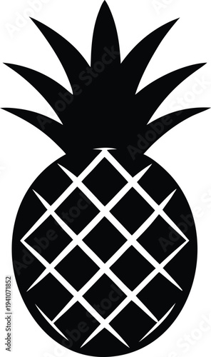 Pineapple Icon Design, Tropical Fruit Silhouette, Vector Illustration