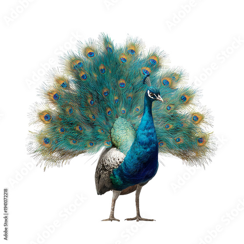 Vibrant Peacock Displaying Plumage on a transparent background