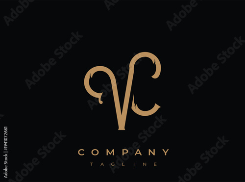 Luxury gold company logo template with elegant lettering and simple design