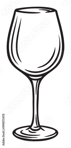 Hand drawn style wine glass symbol suitable for beverage industry branding, restaurant menus, hospitality promotions, or elegant drink related graphic resources