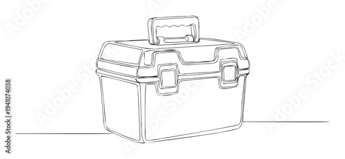 Durable utility toolbox, crafted with a smooth continuous line drawing, perfect for showcasing professional trade services and home renovation applications.