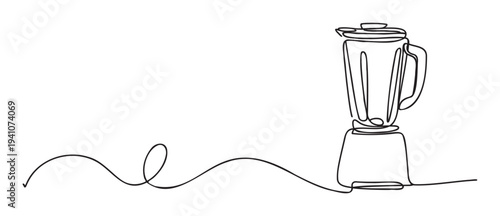 Minimalistic single line drawing of a modern kitchen blender, symbolizing healthy living and fresh food preparation, perfect for culinary content, wellness promotions, and graphic design