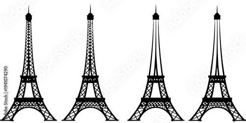 Four silhouetted eiffel towers displayed in a repeating pattern
