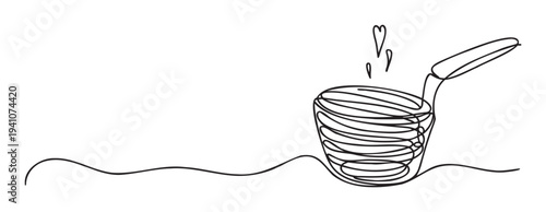 Simple black line drawing of a hot beverage cup with steaming hearts above it, conveying feelings of warmth and affection, perfect for hospitality branding or cozy home decor