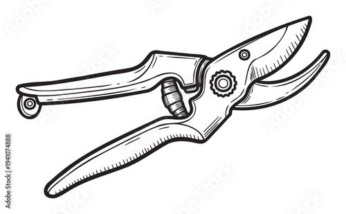 Classic garden pruning shears hand drawn sketch perfect for horticulture guides plant care resources and outdoor equipment promotional materials