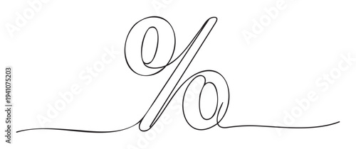 A smooth continuous single black line forming a stylish percentage symbol, ideal for financial promotions, discount offers, sale announcements, and business presentations needing a modern