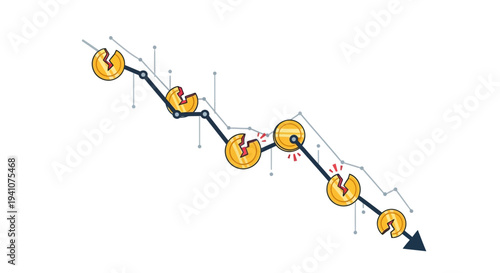 Financial Crisis and Economic Downturn Graph with Falling Stock Prices