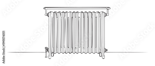 Classic vintage cast iron radiator appliance providing warmth and traditional heating for architectural themes or home renovation projects