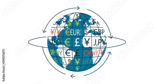 Global Currency Exchange and Financial Markets Concept