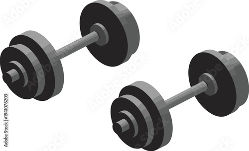 Dumbbells fitness illustration, gym weight equipment, strength training tools, bodybuilding workout concept, weightlifting gear, healthy lifestyle, exercise equipment design
