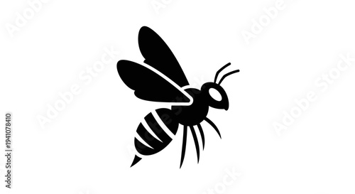 Black silhouette of a flying bee.