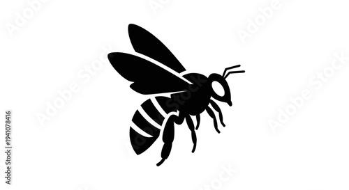 Black silhouette of a flying bee.